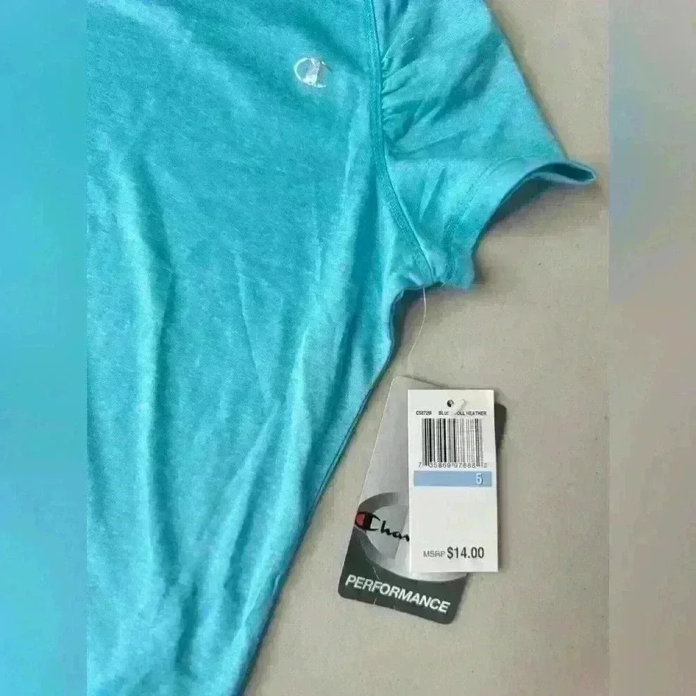 Champion Kids Core Performance T-Shirt Size 5 Blue Atoll Heather - Picture 6 of 6